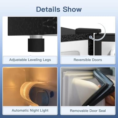 BANGSON 4.0 Cu.Ft Small Refrigerator with Freezer, Small Fridge with Bottom Freezer, for Apartment, Bedroom, Dorm, and Office, Double Door, Black - Image 6