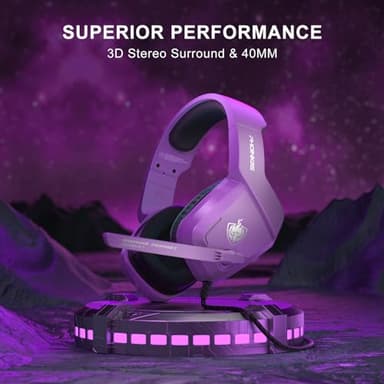 PHOINIKAS Gaming Headset for PS4, PS5, PC, Laptop, Stereo Over Ear Gaming Headphones with Noise-Canceling Mic, Gaming Headsets for XboxOne, Switch, Laptop, Mac, Phone (Purple) - Image 6