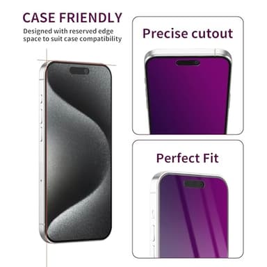 Ifaeveus 2 Pack Privacy Screen Protector for iPhone 15 Pro Max Tempered Glass for 15 ProMax 6.7inch Private Saver Anti-Spy Anti-Blue Light Eye Protection Anti-Scratch Full Coverage - Image 5
