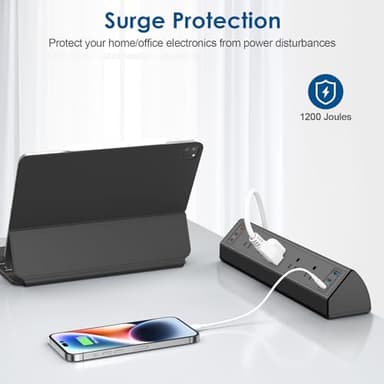 Desk Clamp Power Strip USB C,75W Total Fast Charging Station,45W USB-C and 30W USB-C Ports,Desk Edge Mount Power Strip 6-USB,5 AC Outlets Tabletop Surge Protector,Fit 1.6" Tabletop Edge - Image 5