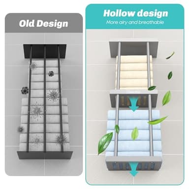 Towel Racks for Bathroom - Bathroom Towel Storage Rack Wall Mounted, Grey Wall Towel Holder for Rolled Towels - Image 4