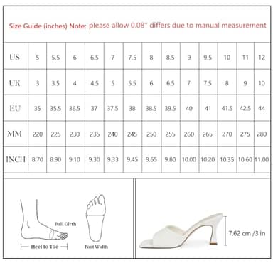 Modatope White Open Toe Heels for Women Chunky Heel Slip On Heeled Sandals for Women Size 8 - Image 7