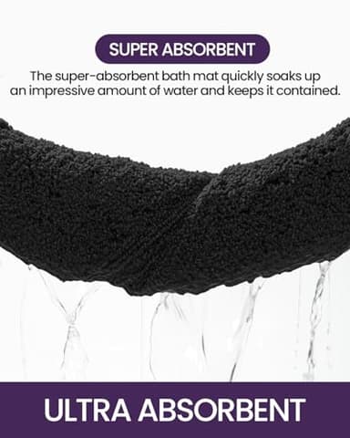 DEXI Bathroom Rug 43x24, Non Slip Washable Bath Mat for Shower Floor, Extra Large Absorbent Soft Bathmat with Rubber Backing, Quick Dry Microfiber Carpet, Black - Image 7