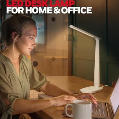 HONEYWELL LED Desk Lamp - HWT-H2 Sunturalux™ Eye-Caring Foldable Desk Light with USB A+C Dual Charging Port 4 Color Modes Dimmable Table Lamp for Home Office Bedroom Reading Study Work - White - Image 6