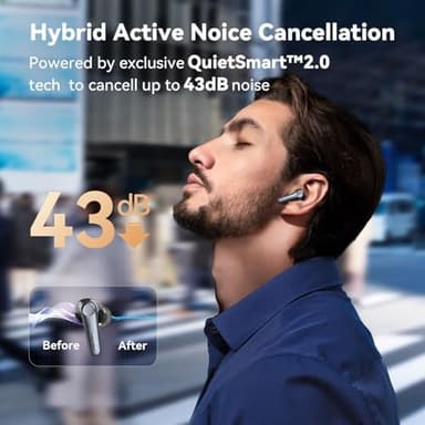 EarFun Air Pro 3 Noise Cancelling Earbuds, Qualcomm® aptX™ Adaptive Sound, 6 Mics CVC 8.0 ENC, Bluetooth 5.3 Earbuds, Multipoint Connection, 45H Playtime, App Customize EQ, Wireless Charging - Image 5