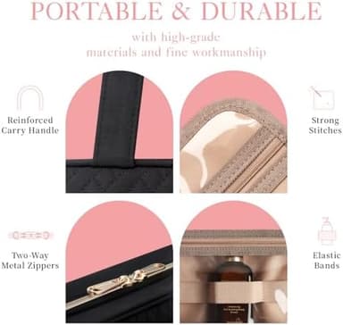 HOTOR Travel Toiletry Bag - Hanging Toiletry Bag for Women & Men, Makeup Bag/Big Comparment, Waterproof for Travel Accessories, Travel Essentials, Medium, Black - Image 7