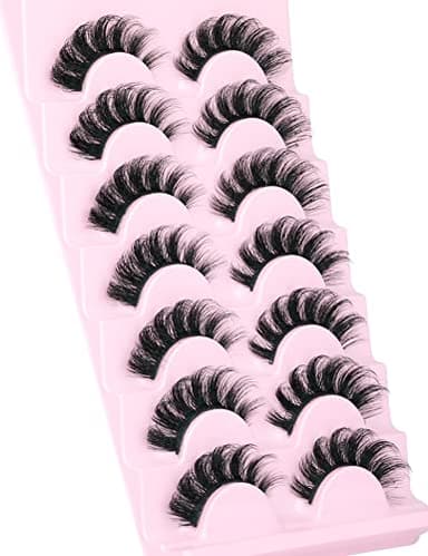 Mink Lashes Fluffy Wispy Lashes Natural Look 3D False Eyelashes D Curl Russian Strip Lashes 7 Pairs Short Fake Eyelash Pack by EYDEVRO - Image 7