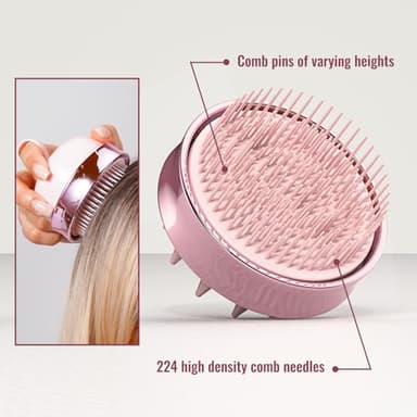 SHINLEA 2 in 1 Scalp Massager Hair Growth,Scalp Scrubber with Soft Silicone Bristles for Dandruff Removal,Shampoo Brush for Exfoliation,Head Massager for Both Wet and Dry Use (Pink) - Image 3