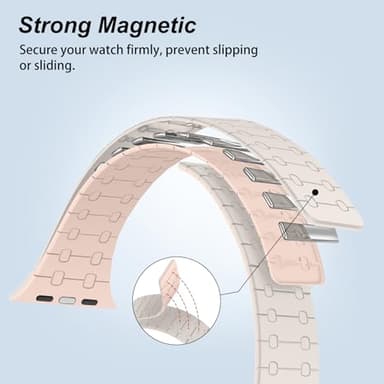 Amizee Magnetic Bands Compatible with Apple Watch Band 49/46/45/44/42/41/40/38mm Women Men, Sport Silicone Strap for iWatch Ultra 3/2/1 Series 11 10 9 8 7 6 5 4 SE3/2/1 (42/41/40/38, Starlight Pink) - Image 5