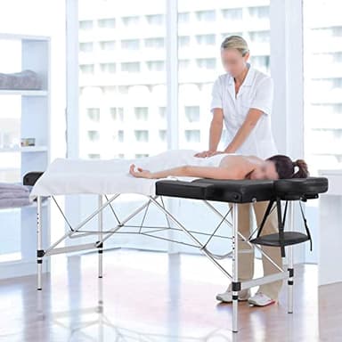 Yaheetech Massage Tables Portable Massage Bed Aluminium Height Adjustable Facial Salon Tattoo Bed with Non-Woven Bag, 24 inch Width Black - Image 2