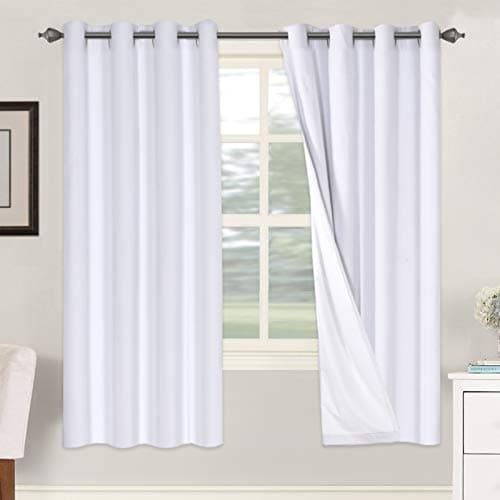H.VERSAILTEX Linen Blackout Curtains 72 Inches Long 100% Blackout Thermal Insulated Textured Linen Look Curtain Draperies Anti-Rust Grommet, Energy Saving with White Liner, 2 Panels, Bright White - Image 1