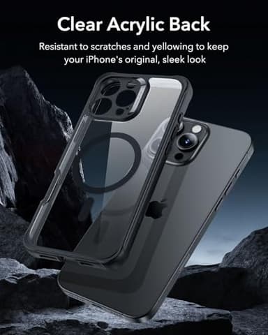 ESR for iPhone 16 Pro Max Case, Compatible with MagSafe, Full-Body Military-Grade Drop Proof Case with Built-in 9H+ Tempered Glass Screen Protector, Armor Series, Clear Black - Image 9