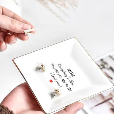Mothers Day Mom Gifts from Daughter Son,Jewelry Tray Ceramic Ring Dish Decorative Presents for Mother,Personalized Birthday Gifts for Mama Wife from Husband Kids,Unique Present for Mom Wife Women Her - Image 6
