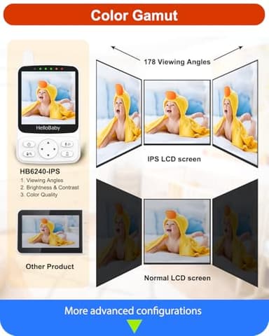 HelloBaby No WiFi Baby Monitor with Voice-Activated Night Vision,4" IPS Camera and Audio, 2-Way Talk and PTZ, 26H Battery and 1000ft Range, Portable for Nursery and Travel - Image 4