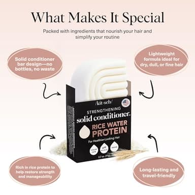 Kitsch Rice Water Hair Conditioner Bar – Soap Bar for Hair Care & Hair Growth – Conditioner for Women and Men – Moisturizing & Strengthening – Paraben, Silicone & Sulfate-Free - Made in USA – 2.7 oz - Image 4