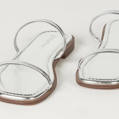 The Drop Women's Paris Square Toe Two Strap Flat Sandal, Silver, 6.5 - Image 7