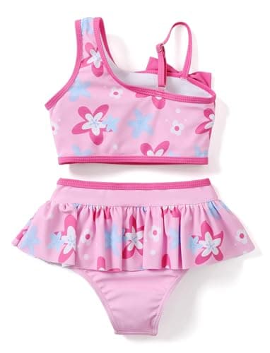 Disney Princess Toddler Girls One Shoulder Bow Tie Tankini Beach Swimwear Set Pink2 4-5 Years - Image 2