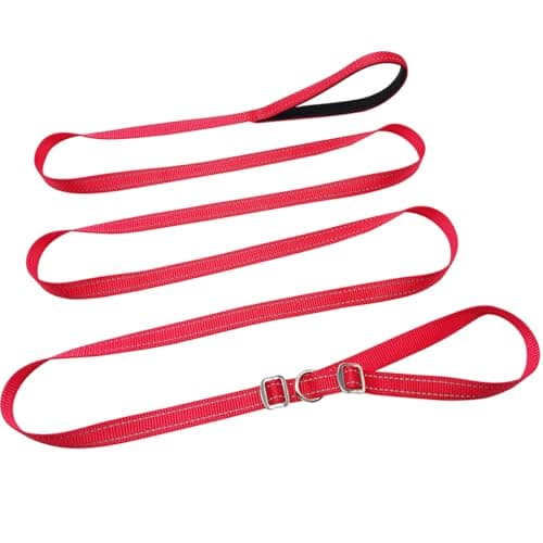 YUCFOREN 10FT 15FT 20FT Anti-Choke Long Slip Lead Dog Leash, 3/4" Wide Nylon Reflective Leash No Pull Training Lead for Medium Large Dogs (20FT * 3/4" red) - Image 1