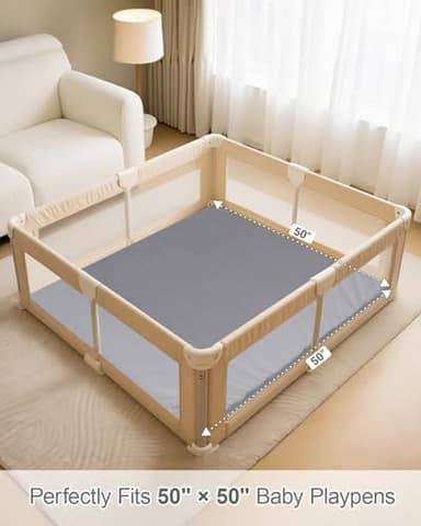 Baby Play Mat for Floor,1.3"Thick Padded Foam 50x50 playpen mat,Soft Velvet&Non-Slip Leather,Removable&Washable Cover,Nursery Rug for Baby Crawling,Toddlers,Infants,kids,Yoga,Tatami,Grey - Image 4