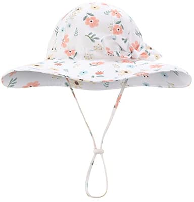Baby Toddler Infant Girls Bucket Sun Hats Protection Beach UPF 50+ Toddler Wide Brim Bucket Summer Hats - Image 2