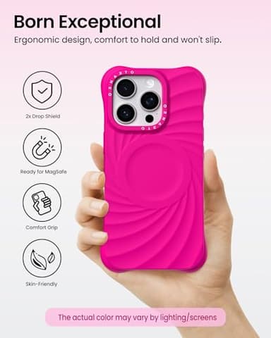 ORNARTO Vortuxe for iPhone 16 Pro Max Case 6.9" | 2X MIL-STD Drop Protection | Compatible with MagSafe | Sleek Aesthetic Liquid Silicone Phone Cover - Hot Pink - Image 5