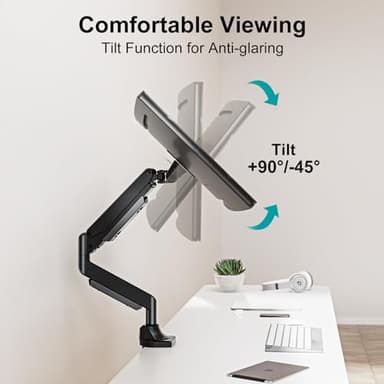 MOUNT PRO Single Monitor Mount for Max 43 Inch Ultrawide Computer Screen, Premium Aluminum Heavy Duty Monitor Arm Holds 6.6lbs to 33lbs, Gas Spring Full Motion Display Desk Stand, VESA Mount - Image 7