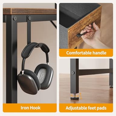 CubiCubi Computer Desk with 2 Drawers, 40 Inch Small Home Office Desk Study Writing Table, Rustic Brown - Image 6