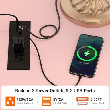 Cyclysio Dresser with Hanging Rack, 5 Fabric Drawers Dresser with Clothes Rack, Wooden Top Storage Chest of Drawers with Charging Station & LED Lights, Lockable Wheels, Closet - Image 4