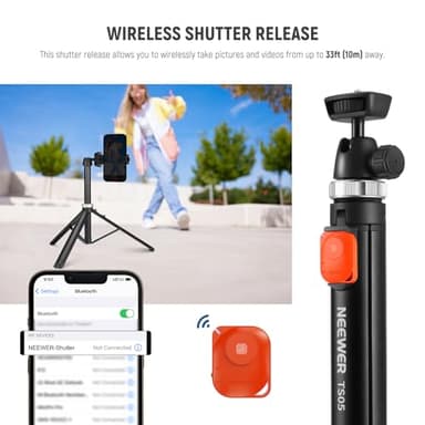 NEEWER Tripod for Cell Phone & Camera with Remote & Phone Holder Compatible with iPhone GoPro Canon Sony DSLR, 62.9" All Metal Portable Selfie Stick Travel Vlog Stand for Video Recording, TS05 - Image 8