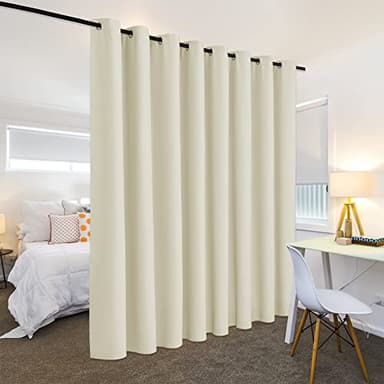 RYB HOME Privacy Room Divider Curtains Extra Wide Blackout Drapes Noise & Odor Reducing Energy Saving Curtain Partitions for School Dorm Shared Room, W180 x L108 inch, Light Beige, 1 Pc - Image 4