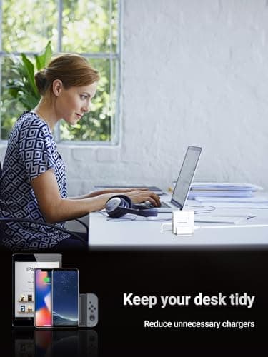 TOPADRE USB C Charger Block 80W, 6 Port Fast Charging Station Powered USB C Hub PD Charger for iPhone 15/14/13 Pro Max, iPad Pro/Air/Mini, for Samsung Galaxy S24, MacBook Pro/Air, White - Image 8