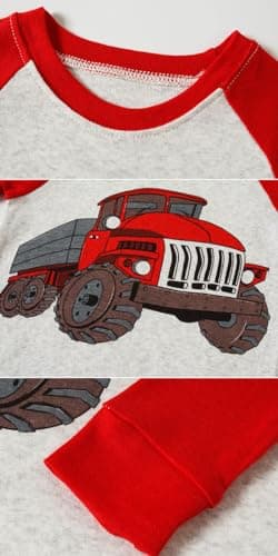 Little bety 4 Pieces Boys Truck Pajamas Toddler Pjs Dinosaur Kids Cotton Sleepwear Sets 24Months Blue&Grey&Red - Image 4