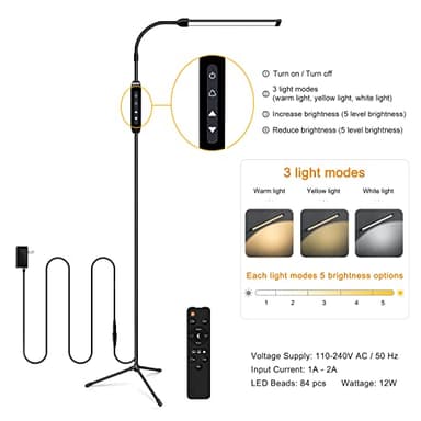 EBEST Led Floor Lamp with Remote LED lamp lash Light for Eyelash Extensions Craft Task Lamps Floor Standing Light Gooseneck Dimmable Reading lamp Eyelash Lamp for Lashes Makeup - Image 3