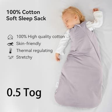 Okayinn BubblePanda Baby Sleep Sack 24-36 Months 100% Cotton 0.5 Tog Toddler Sleeping Sack 2t-3t for Babies Unisex 2-Way Zipper 3t Baby Wearable Blanket Lightweight Thin - Image 2