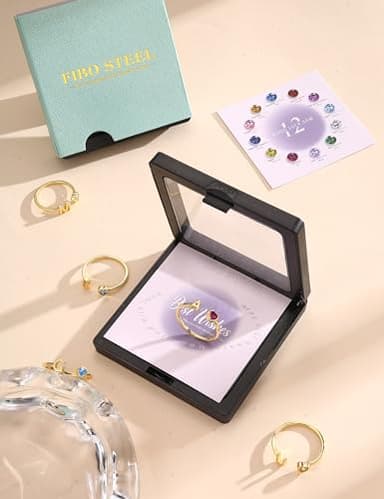 FIBO STEEL Initial Birthstone Rings for Women - 14K Gold Plated Sterling Silver Rings - Adjustable Stackable Dainty Gold Heart Cubic Zirconia Letter Ring Birthday Bridesmaid Gifts Jewelry A September - Image 7