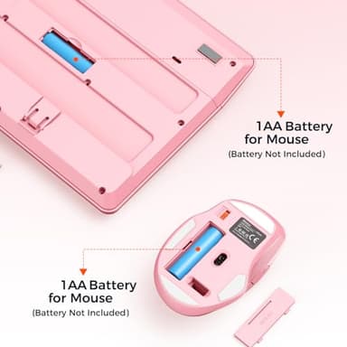 MEETION Wireless Keyboard and Mouse, Full-Sized Cordless Keyboard with Wrist Rest and 3 DPI Adjustable Mouse, Keyboard and Mouse Set with 2.4GHz USB Receiver, for PC/Computer/Laptop/Windows/Mac, Pink - Image 5