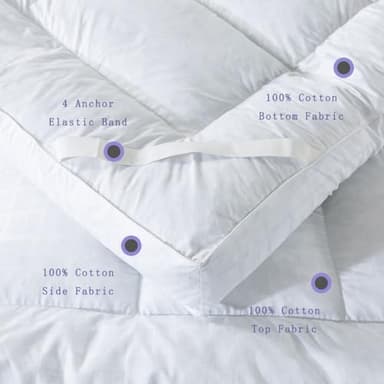 WhatsBedding 5 Inch Duck Feather Bed, 100% Cotton Mattress Topper, Extra Thick 2500gsm Overfilled Pillow Top, Hotel Collection - Image 6