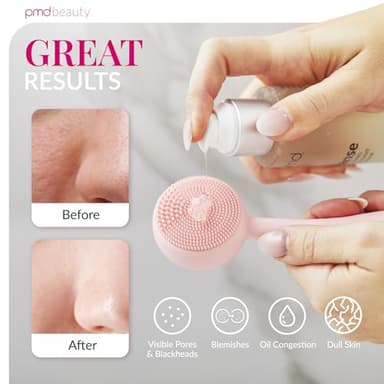 PMD Beauty: Electric Facial Cleansing Brush - Smart Facial Device with Silicone Brush & Anti-Aging Massager, Blush - Image 5