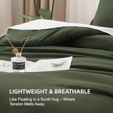 Litanika Oversized King Comforters Olive Green Super King Size, 3 Pieces Lightweight Solid Bedding Comforter Set, All Season Fluffy Bed Set (120x120In Comforter & 2 Pillowcases) - Image 6