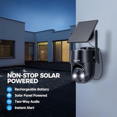 Solar Security Cameras Wireless Outdoor, 2K 360° View Solar Powered WiFi 3MP Security Camera for Home Security with Color Night Vision, PIR Detection, 2-Way Audio, Motion Alert, Easier to use - Image 2