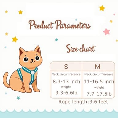 Cat Harness with Bee Decoration, Cat Collar, Suitable for Kittens and Adult Cats (Purple,S) - Image 2