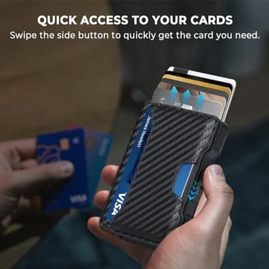 BESSIO Slim Wallet for Men - Minimalist Mens Wallet with Money Clip, Aluminum Pop Up Card Case and Leather Slots Credit Card Holder RFID Blocking Wallet for Men with Gift Box - Image 3