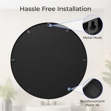 USHOWER Bathroom Mirrors for Over Sink, 30 Inch Circle Mirror with Metal Frame, Black Wall Mirror for Vanity, Entryway, Living Room, Hallway and Bedroom Decor - Image 6