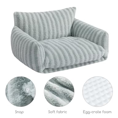 Hollypet Cat Bed Fluffy Plush Mutifuctional Double-Layer Soft Pet Couch Orthopedic Sofa Nest Beds for Small Cats and Dogs, Gray (25x20x13 inch) - Image 5