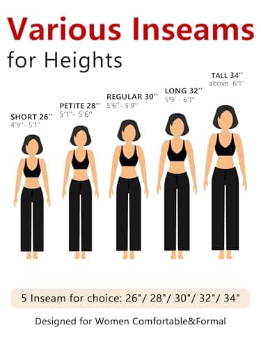 Tapata Women's 26''/28''/30''/32''/34'' Stretchy Straight Dress Pants with Pockets Tall, Petite, Regular for Office Work Business 28", White, S - Image 6