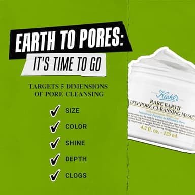 Kiehl's Rare Earth Deep Pore Cleansing Mask, Pore-Minimizing Face Mask for Clogged Pores, Detoxifies & Refines Skin, Absorbs Excess Oil, with Amazonian White Clay & Aloe Vera - 4.2 fl oz - Image 4
