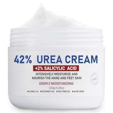 OUKEYA Urea Cream 42% plus Salicylic Acid 2% Net 5.29 Oz for Dry Cracked Feet,Heels,Knees,Elbows,Hands Repair Treatment Moisturizes and Removes Corns,Calluses,Dead Skin,and Softens Toenails - Image 1