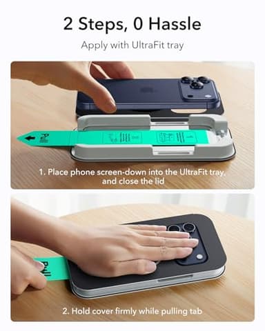 ESR 3 Pack for iPhone 17 Pro Max Screen Protector, Military-Grade Shatterproof, 9H Hardness, Full Coverage Tempered Glass with Ultra Fit Tray - Image 3