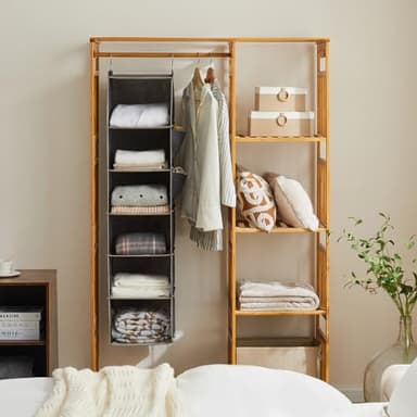 YOUDENOVA Hanging Closet Organizer, 6-Shelf Closet Hanging Storage Shelves, 2 Packs, Grey - Image 5