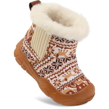 Scurtain Baby Boy Girl Snow Boots Infant Winter Warm Non Slip Shoes Cozy Fur Booties Lightweight Slip On Cold Weather Slippers Walking Shoes for First Walkers 6-12 Months - Image 1